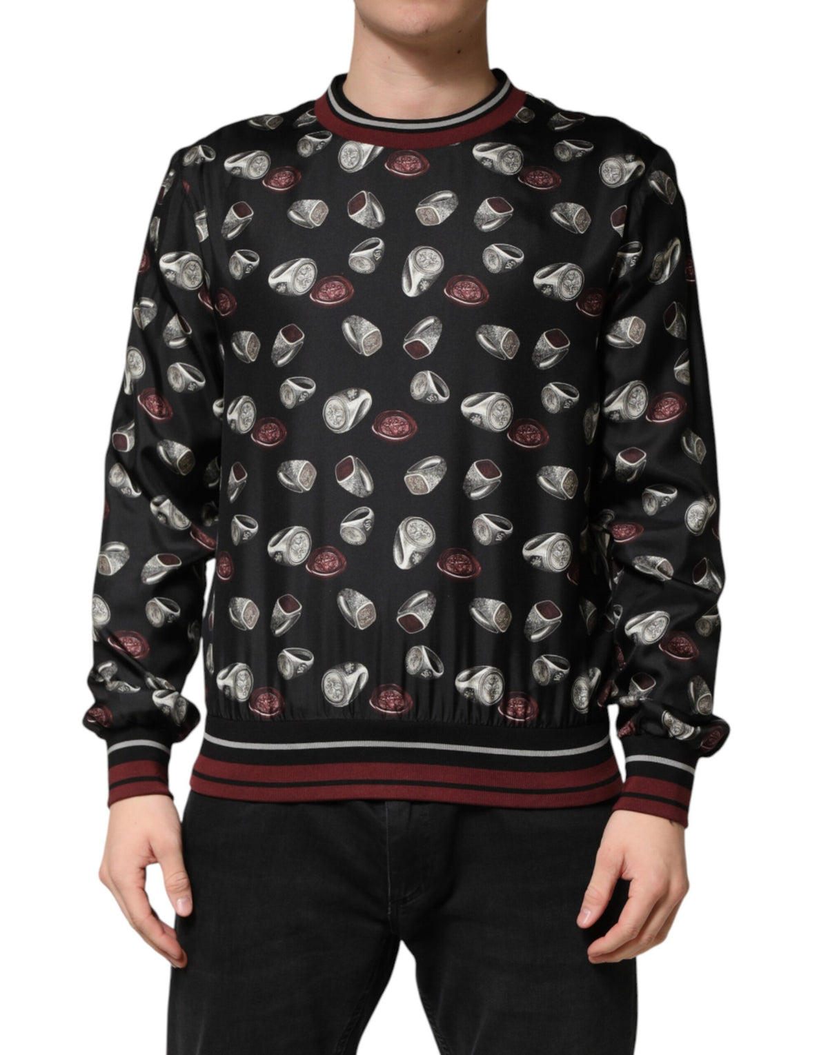 Sweat-shirt Dolce &amp; Gabbana à col rond imprimé anneaux noirs