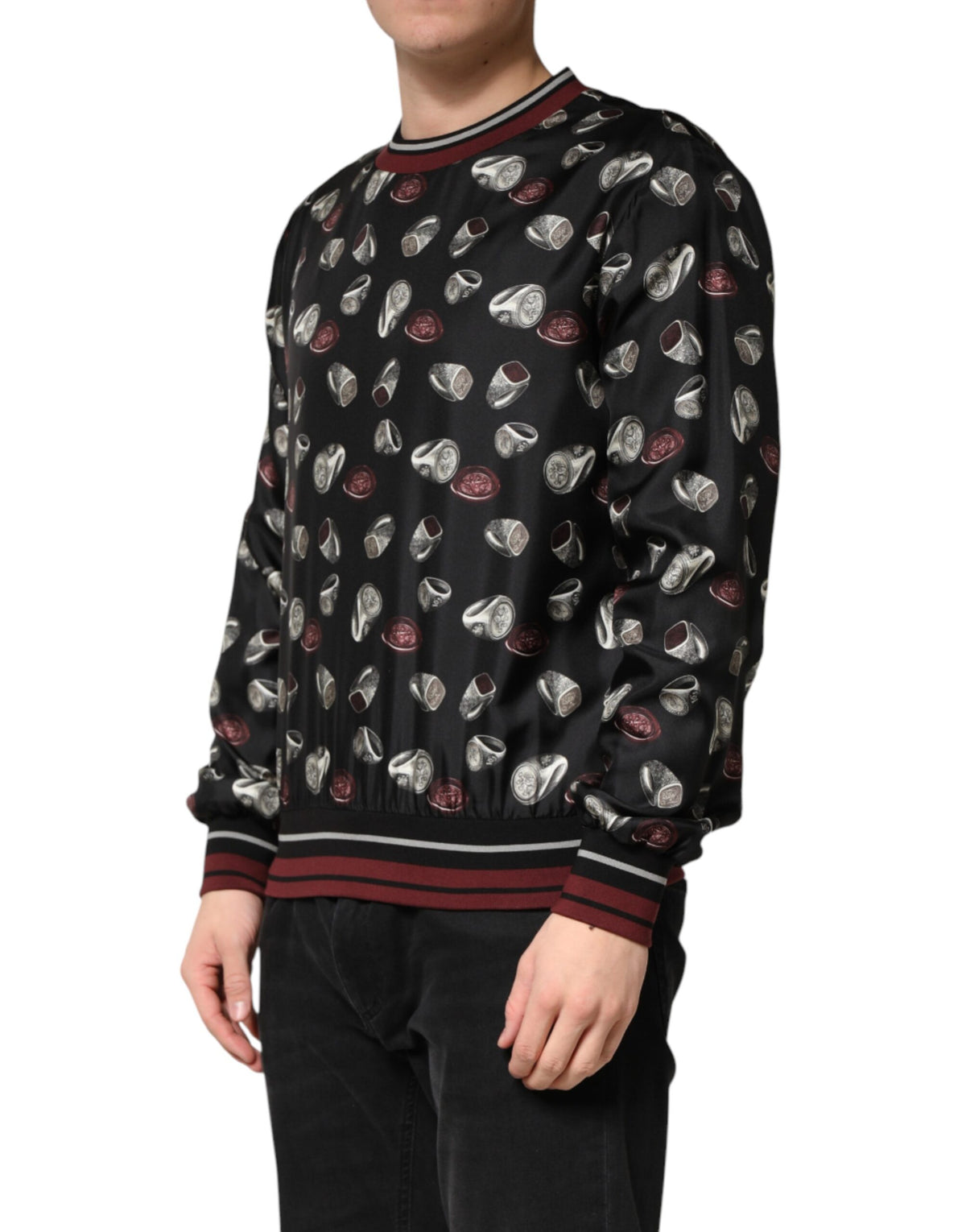 Sweat-shirt Dolce &amp; Gabbana à col rond imprimé anneaux noirs