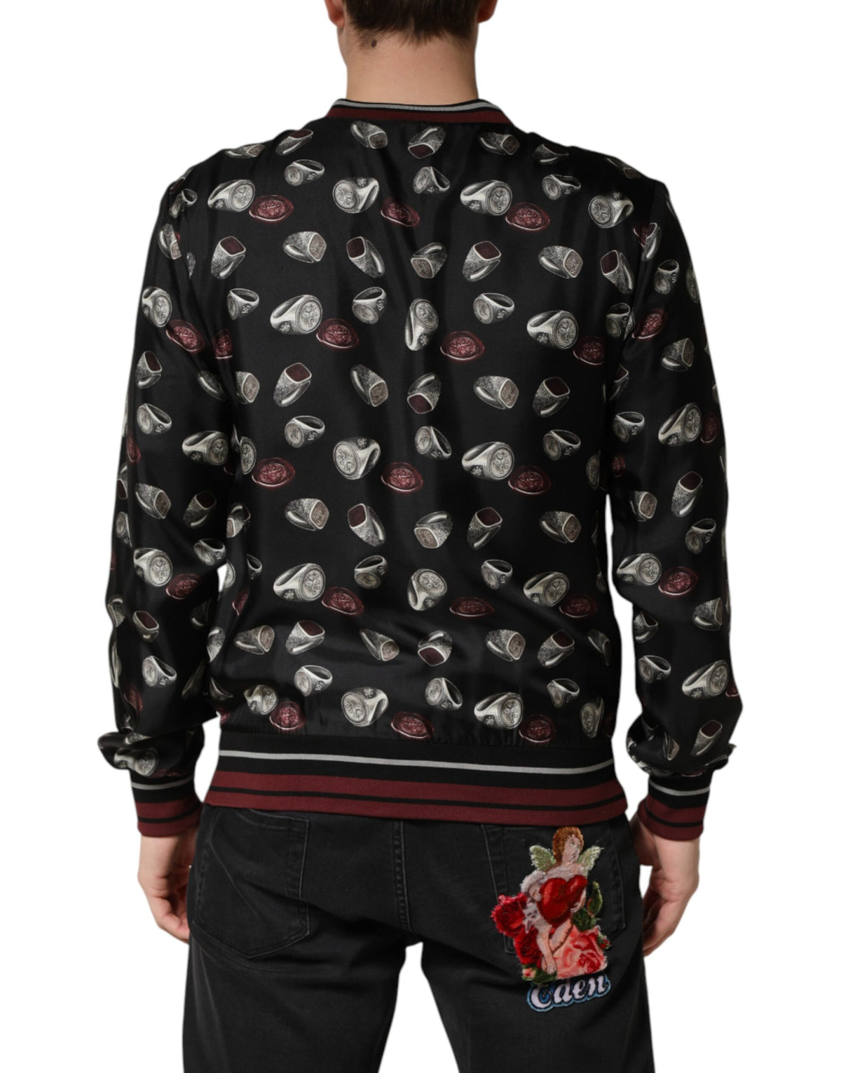 Sweat-shirt Dolce &amp; Gabbana à col rond imprimé anneaux noirs