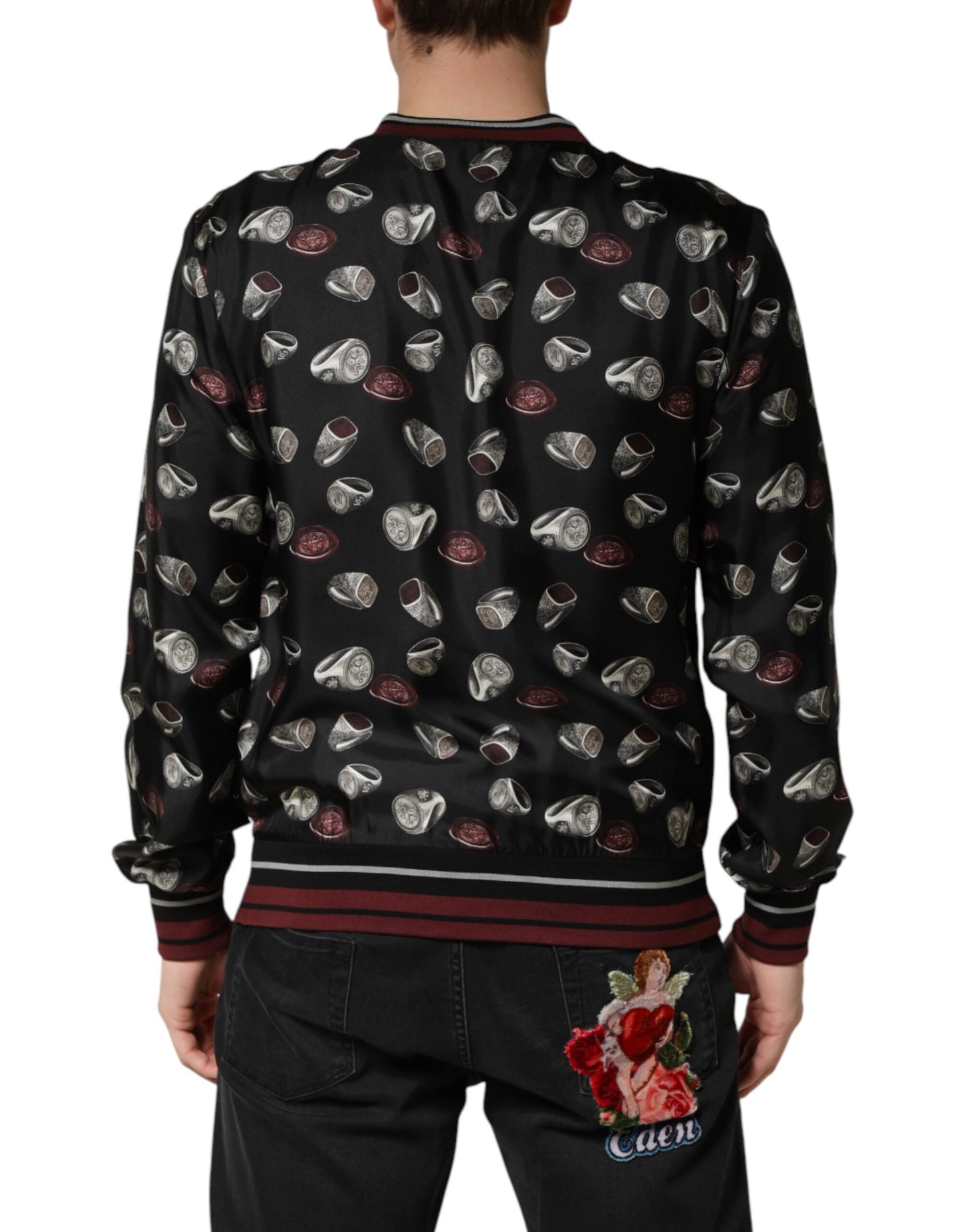 Sweat-shirt Dolce &amp; Gabbana à col rond imprimé anneaux noirs
