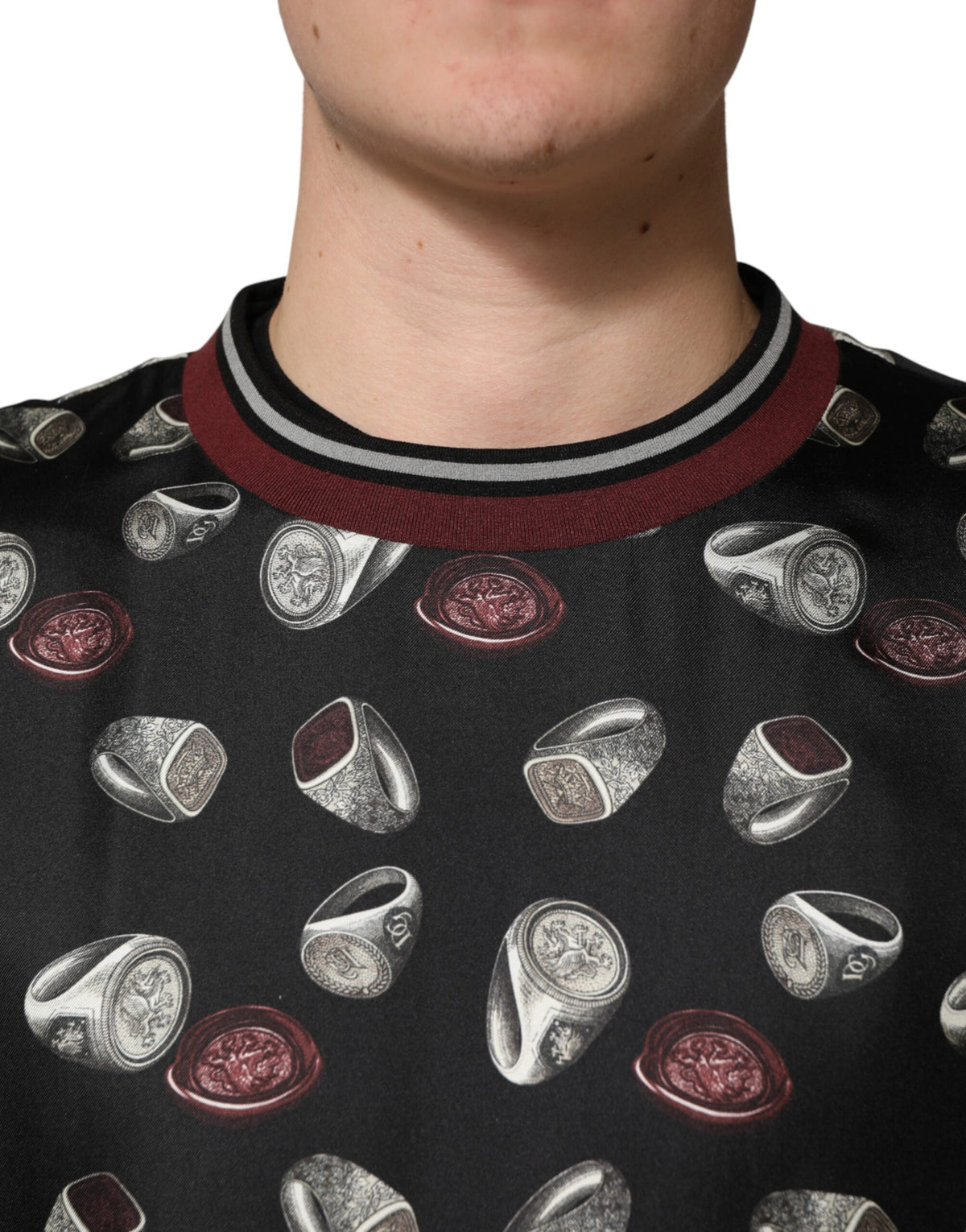 Sweat-shirt Dolce &amp; Gabbana à col rond imprimé anneaux noirs