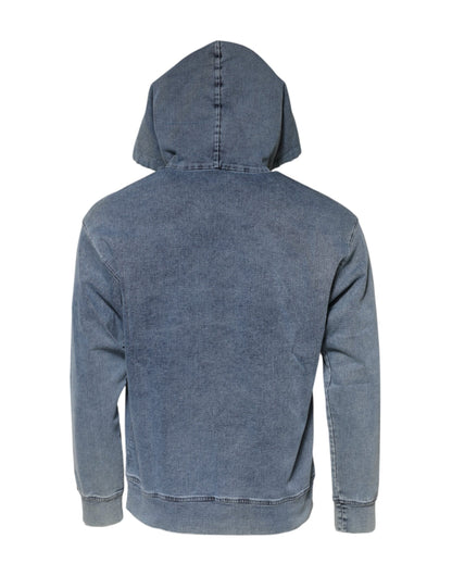 Sweat-shirt à capuche bleu en coton Dolce &amp; Gabbana avec logo