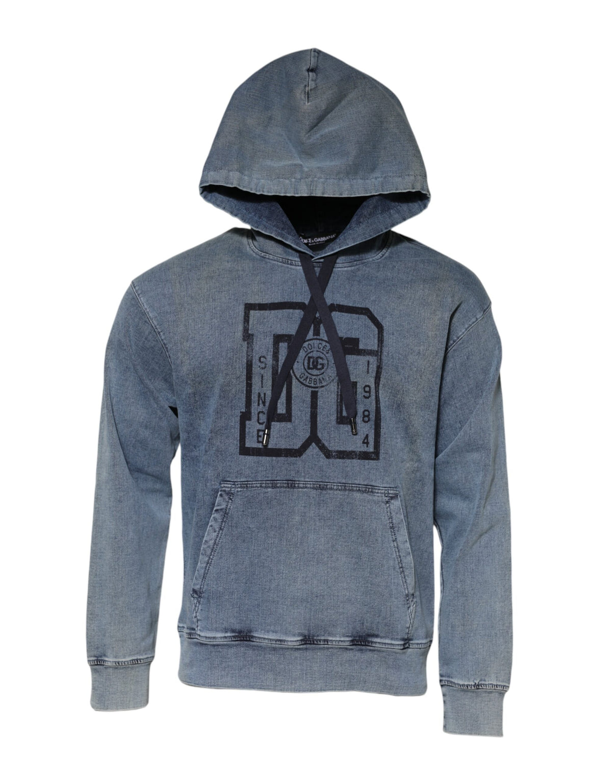 Sweat-shirt à capuche bleu en coton Dolce &amp; Gabbana avec logo