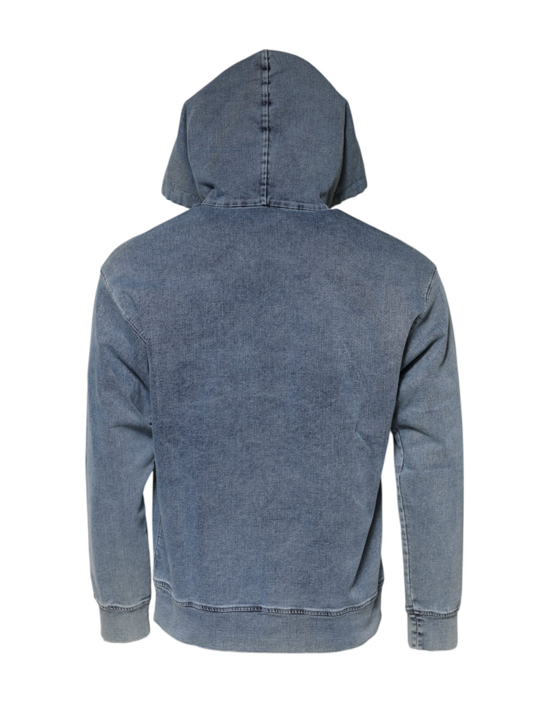 Sweat-shirt à capuche bleu en coton Dolce &amp; Gabbana avec logo