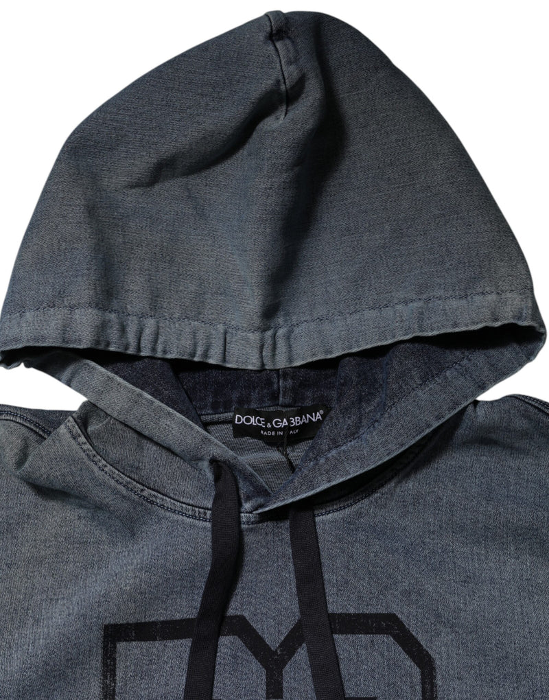 Sweat-shirt à capuche bleu en coton Dolce &amp; Gabbana avec logo