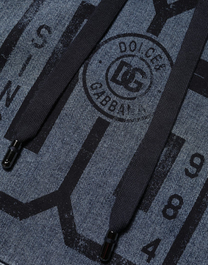 Sweat-shirt à capuche bleu en coton Dolce &amp; Gabbana avec logo
