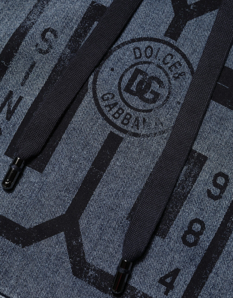 Sweat-shirt à capuche bleu en coton Dolce &amp; Gabbana avec logo