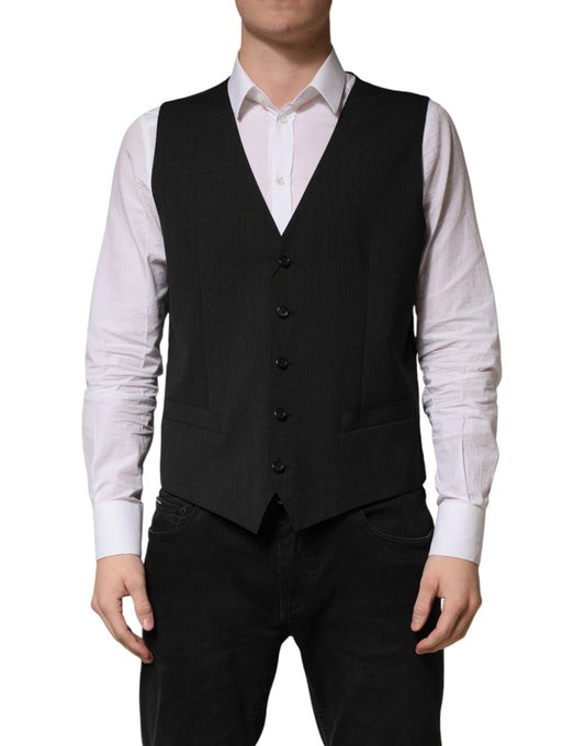 Dolce & Gabbana Black Wool Dress Waistcoat for Men