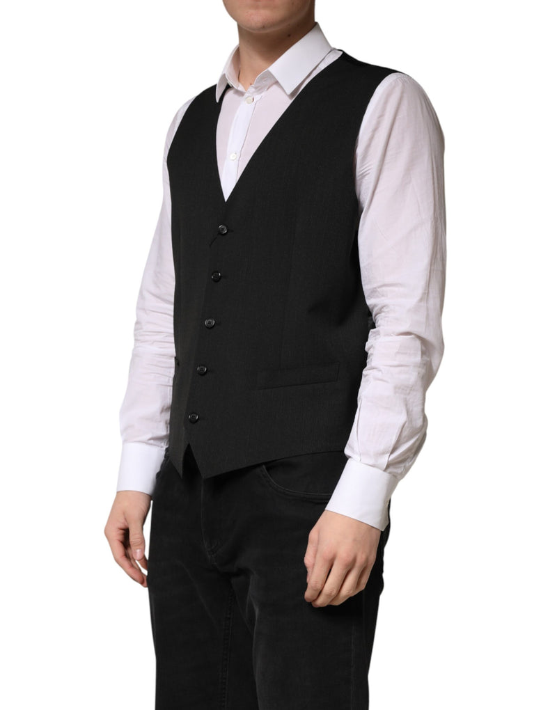 Dolce & Gabbana Black Wool Dress Waistcoat for Men