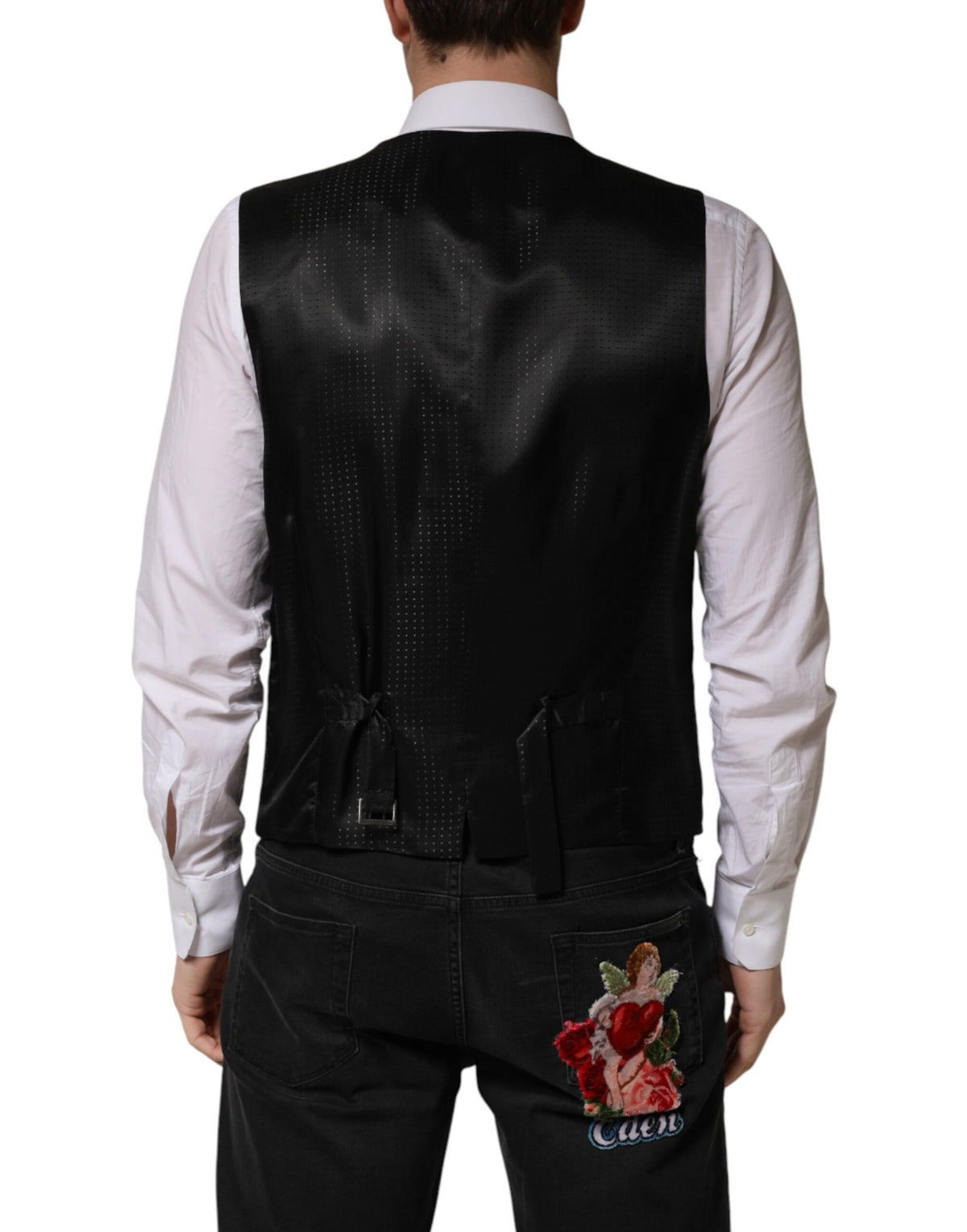 Dolce & Gabbana Black Wool Dress Waistcoat for Men