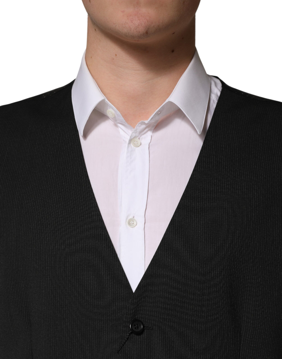 Dolce & Gabbana Black Wool Dress Waistcoat for Men