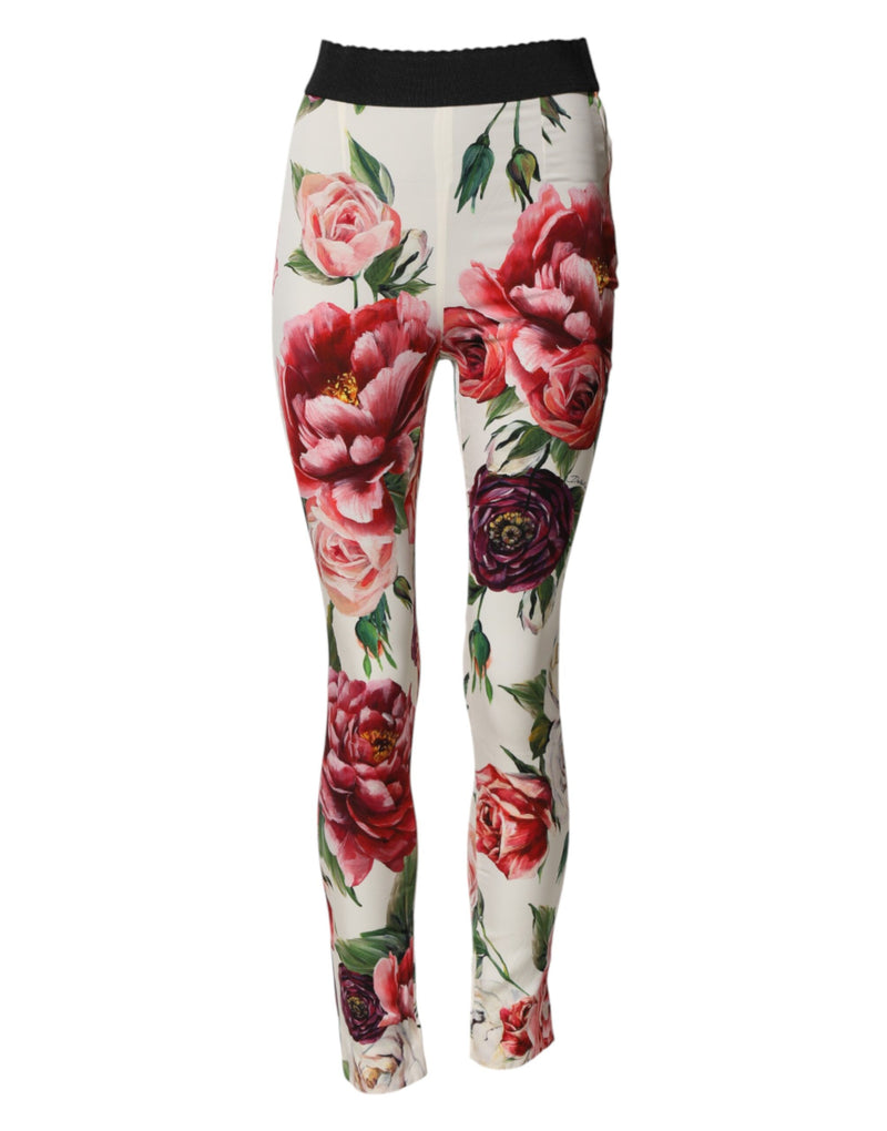 Leggings Floral Blanc Dolce & Gabbana avec Taille Élastique