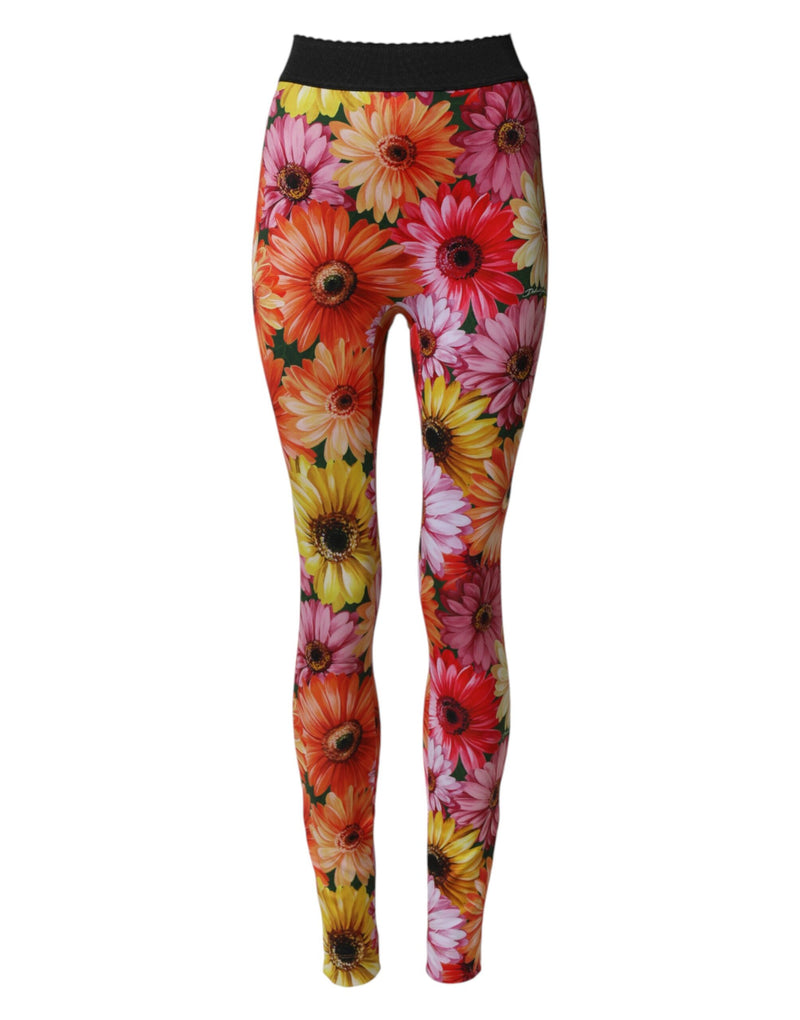 Dolce & Gabbana Multicolor Floral Leggings with Stretch Waist