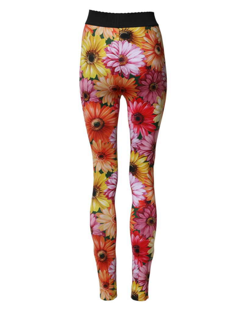 Dolce & Gabbana Multicolor Floral Leggings with Stretch Waist