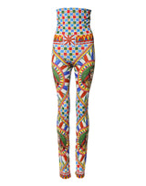 Dolce & Gabbana Multicolor Carretto High Waist Leggings