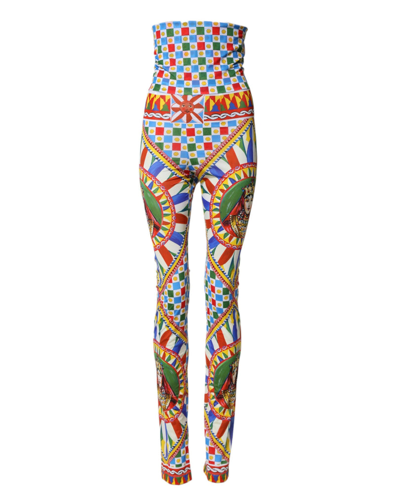 Dolce & Gabbana Multicolor Carretto High Waist Leggings