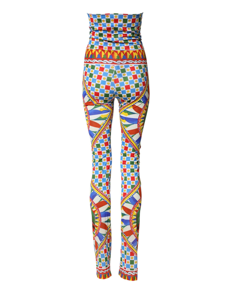 Dolce & Gabbana Multicolor Carretto High Waist Leggings
