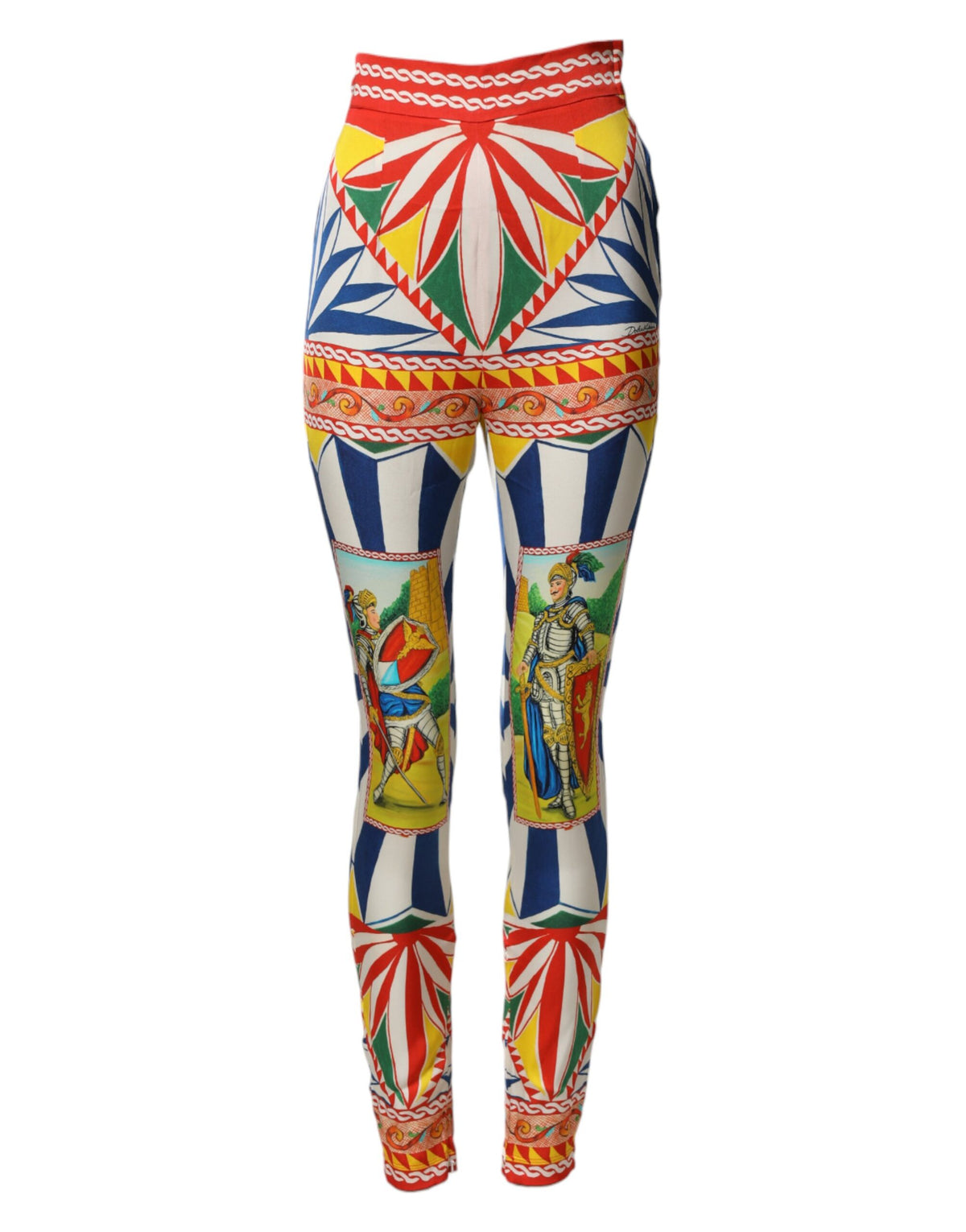 Dolce & Gabbana Multicolor Silk Carretto Leggings with Stretch Waist