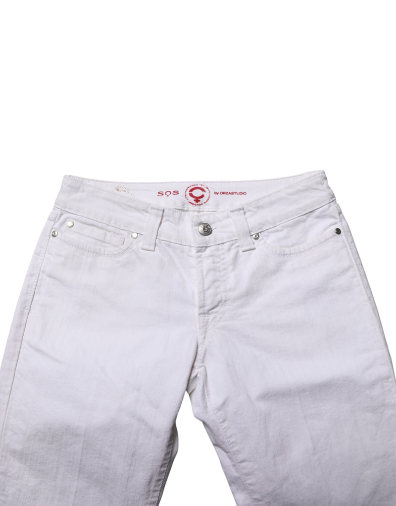 S.O.S White Low Waist Bootcut Denim Jeans for Women