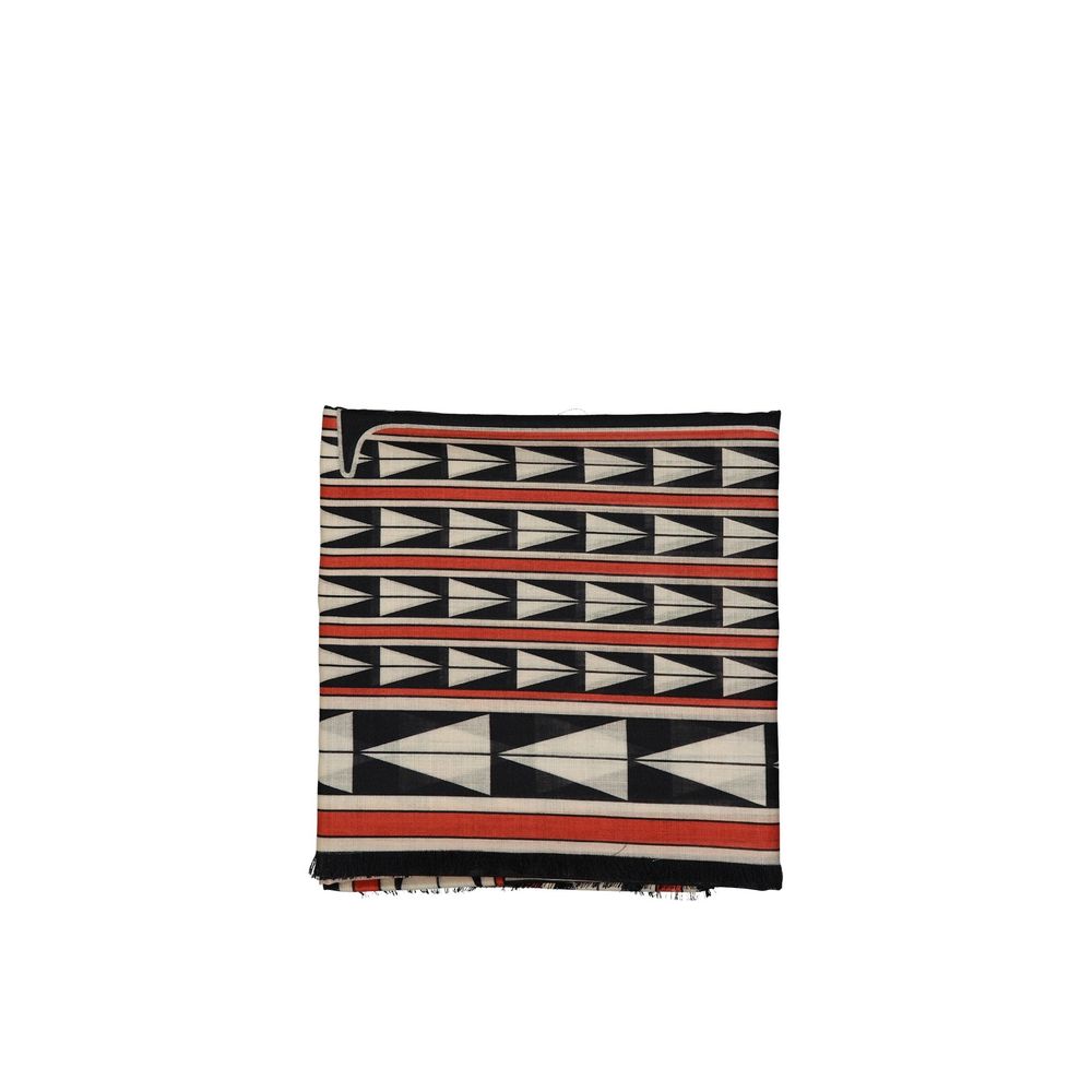 Écharpe en Laine Noire Lanvin - Design Géométrique Élégant