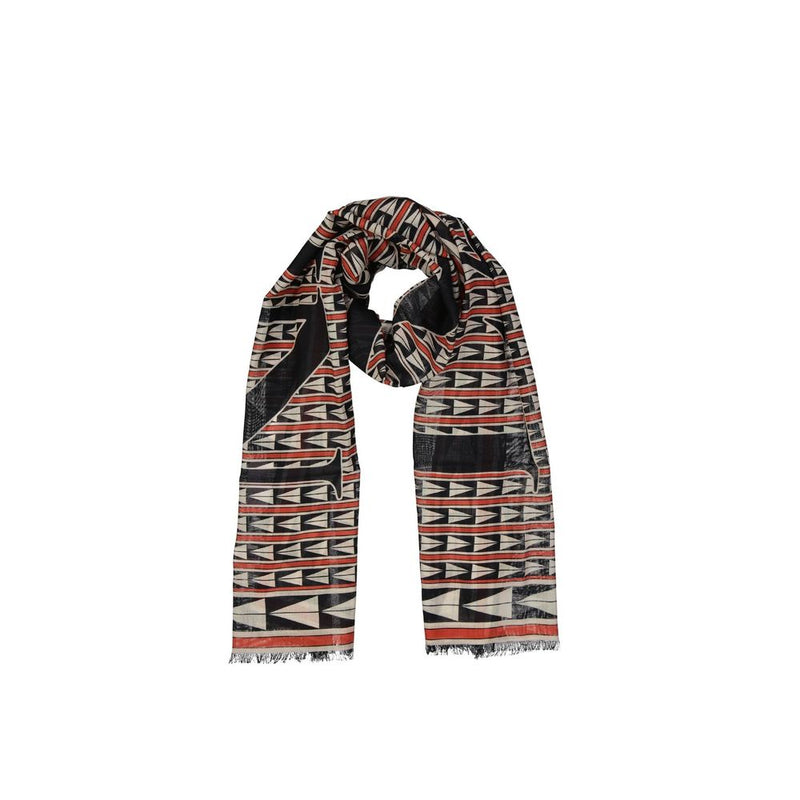 Écharpe en Laine Noire Lanvin - Design Géométrique Élégant