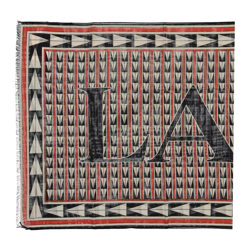 Écharpe en Laine Noire Lanvin - Design Géométrique Élégant