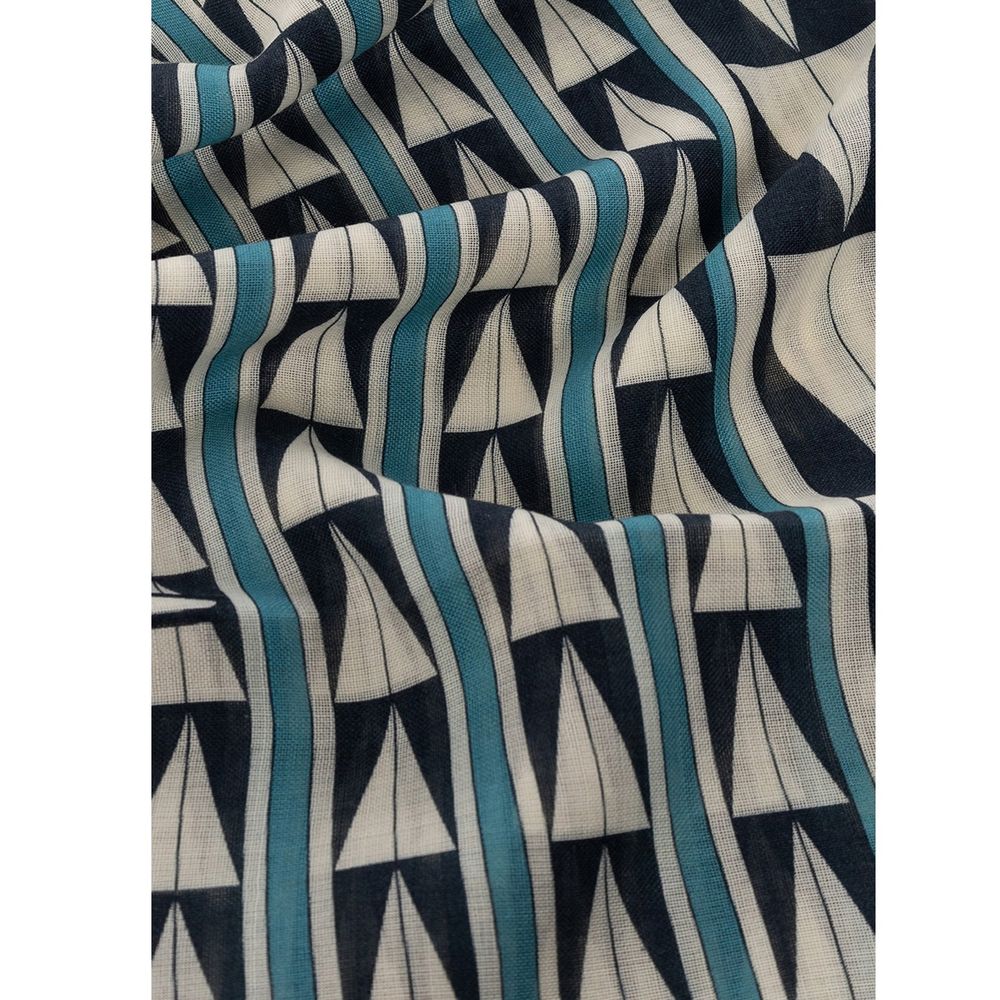 Écharpe en Laine Bleue Lanvin - Design Géométrique Élégant