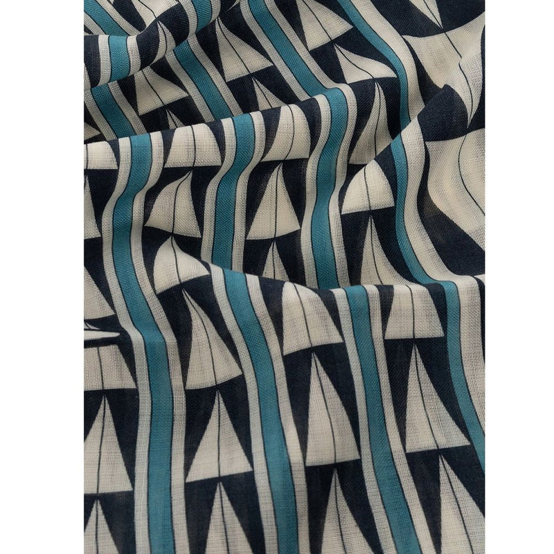Écharpe en Laine Bleue Lanvin - Design Géométrique Élégant