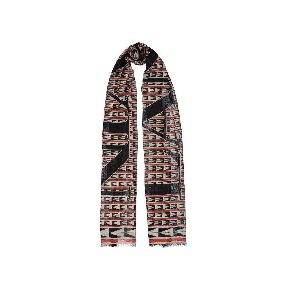 Écharpe en Laine Noire Lanvin - Design Géométrique Élégant