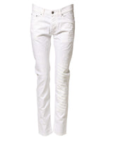 Daniele Alessandrini Jeans Femme Skinny Denim Blanc en Coton Stretch