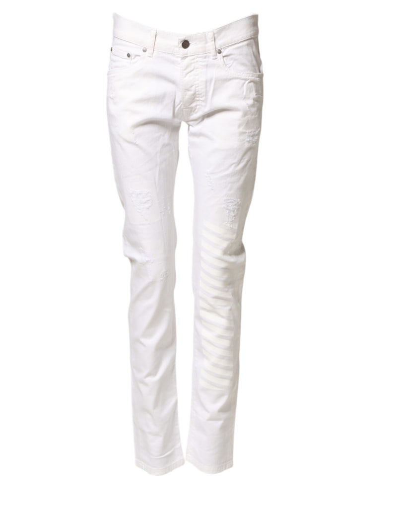 Daniele Alessandrini Jeans Femme Skinny Denim Blanc en Coton Stretch