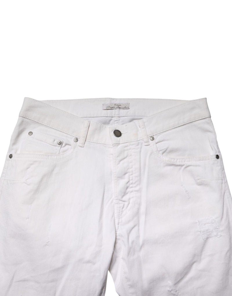 Daniele Alessandrini Jeans Femme Skinny Denim Blanc en Coton Stretch