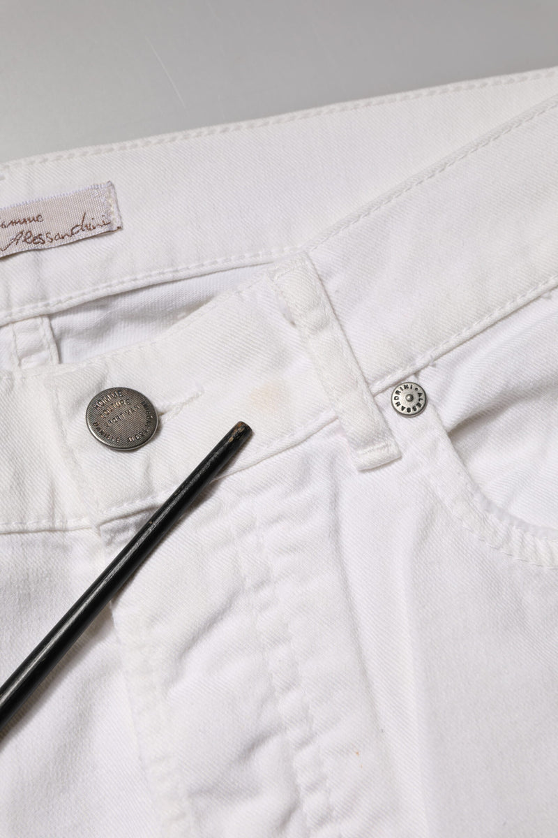 Daniele Alessandrini Jeans Femme Skinny Denim Blanc en Coton Stretch