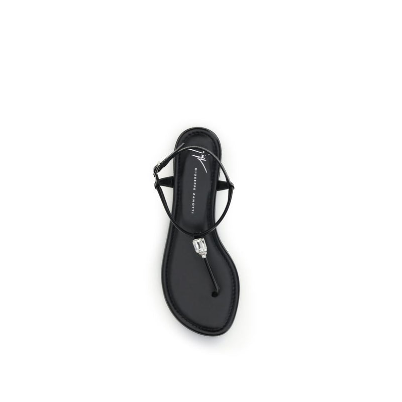 Giuseppe Zanotti Pia Mizuki Black Calf Leather Flat Sandals
