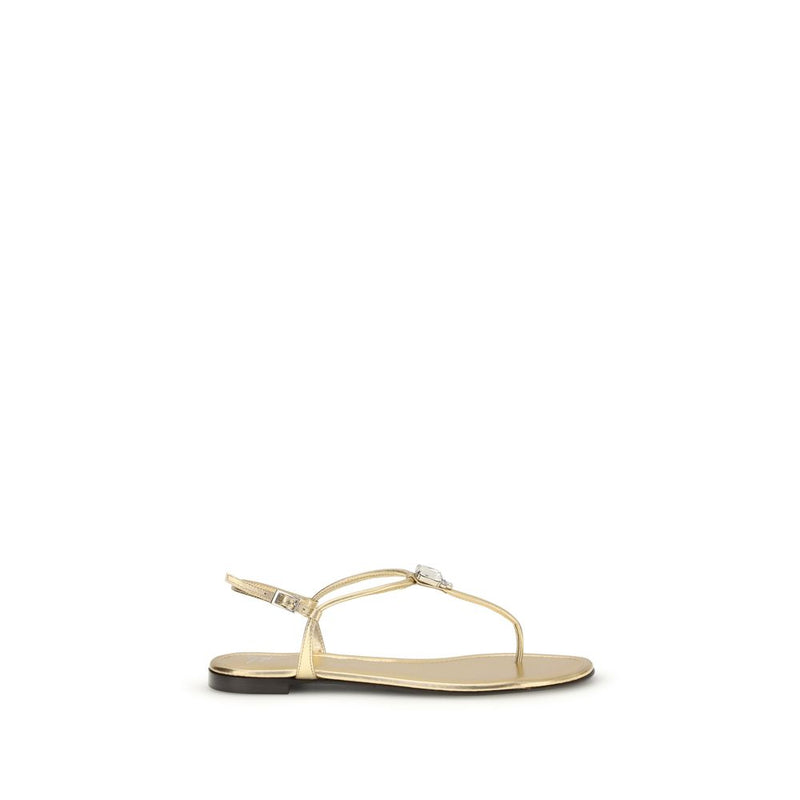 Giuseppe Zanotti Pia Mizuki Gold Calf Leather Flat Sandals