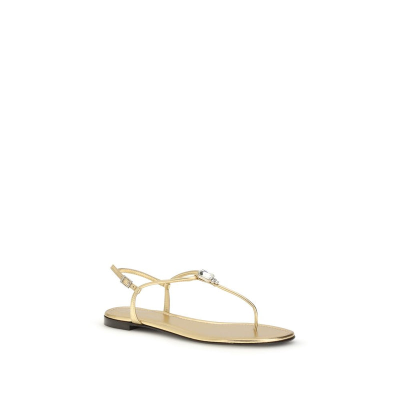 Giuseppe Zanotti Pia Mizuki Gold Calf Leather Flat Sandals