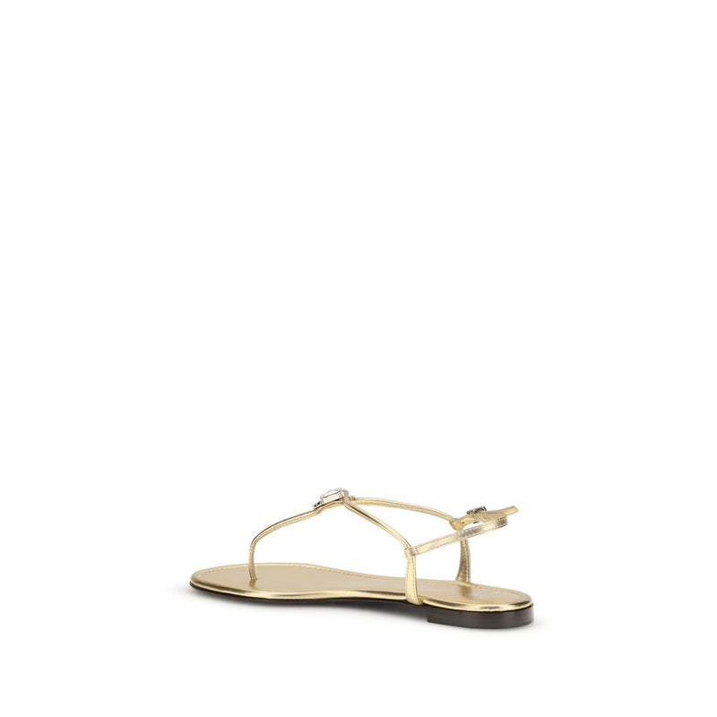 Giuseppe Zanotti Pia Mizuki Gold Calf Leather Flat Sandals