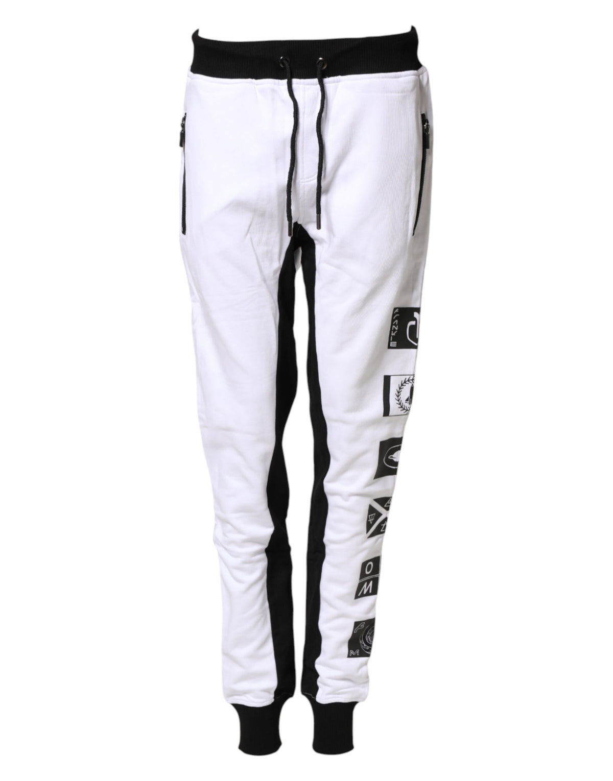 Frankie Morello Black and White Skinny Jogger Sweatpants