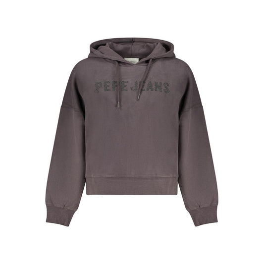 Pepe Jeans Sweatshirt Noir en Coton avec Détails en Strass