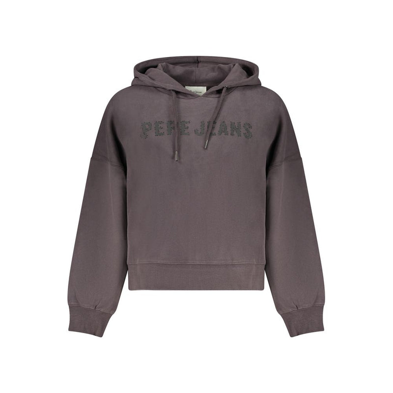 Pepe Jeans Black Cotton Sweatshirt with Rhinestone Details
