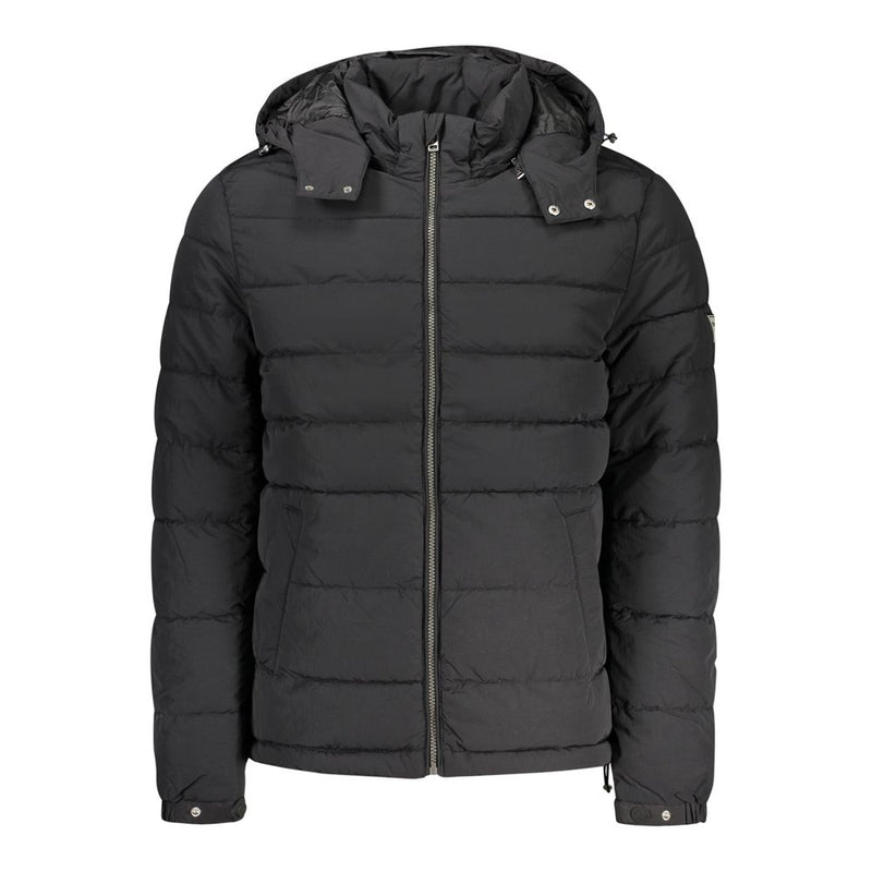 Guess Jeans zwarte lange jas van polyamide