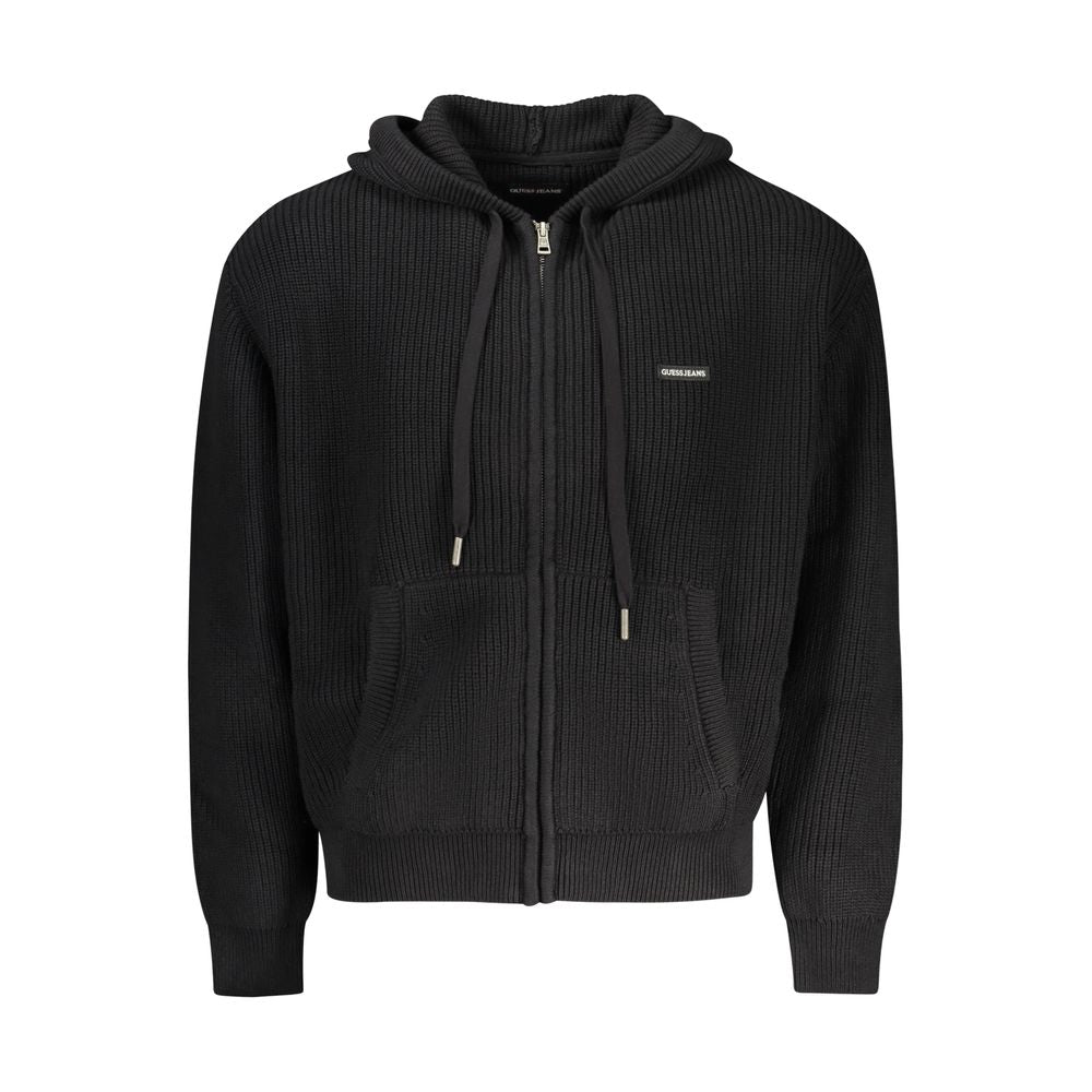 Guess Jeans Cardigan Noir en Coton avec Capuche