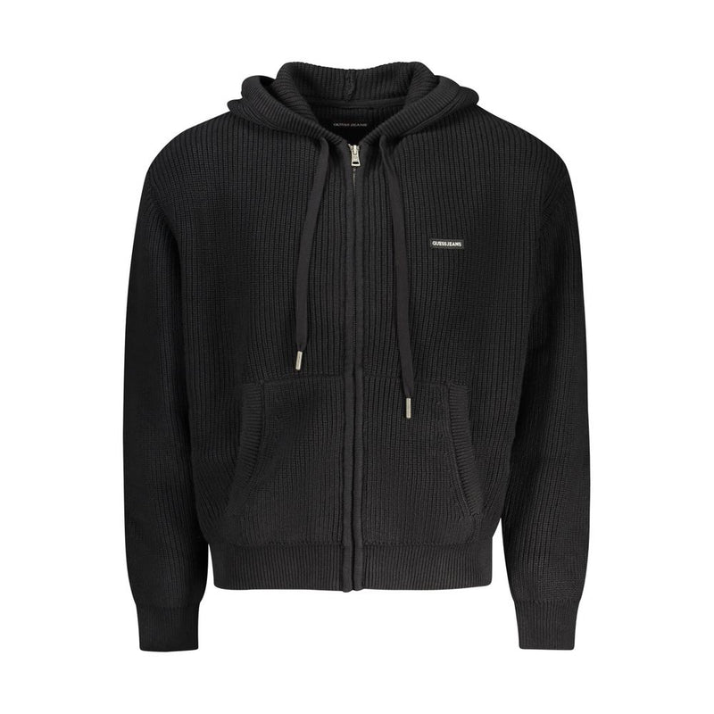 Guess Jeans Cardigan Noir en Coton avec Capuche