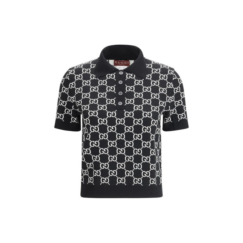 Gucci Black Wool GG Jacquard Polo Top - Élégance et Confort