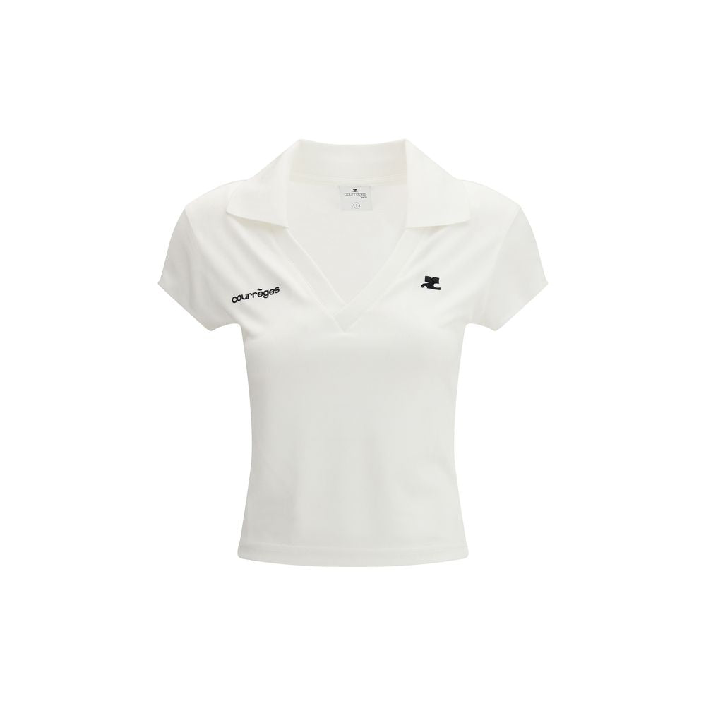 Polo Courrèges en coton blanc