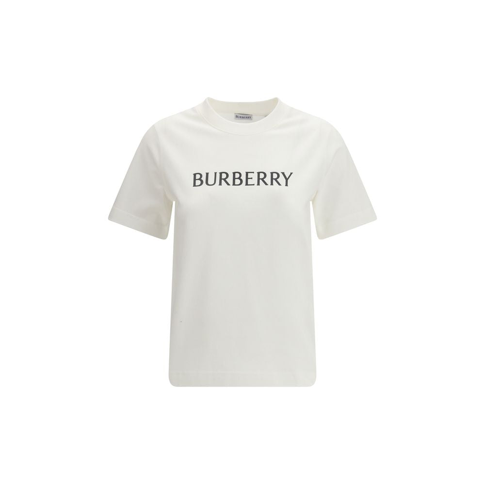 T-Shirt en Coton Blanc avec Logo Burberry pour Femmes