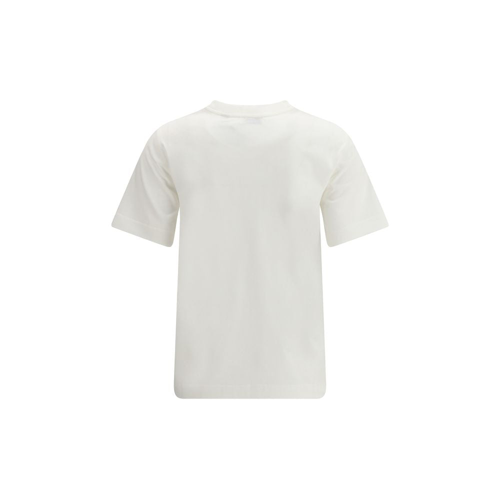 T-Shirt en Coton Blanc avec Logo Burberry pour Femmes