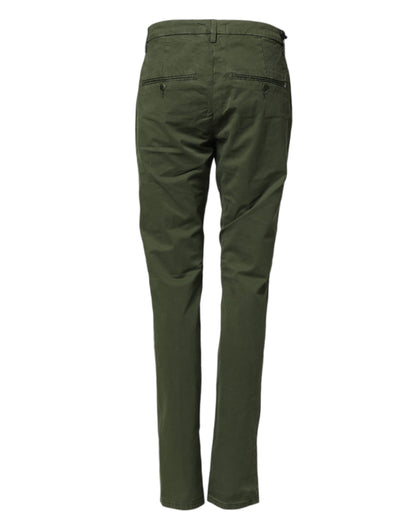 Dondup Dark Green Cotton Stretch Skinny Chino Trouser Pants