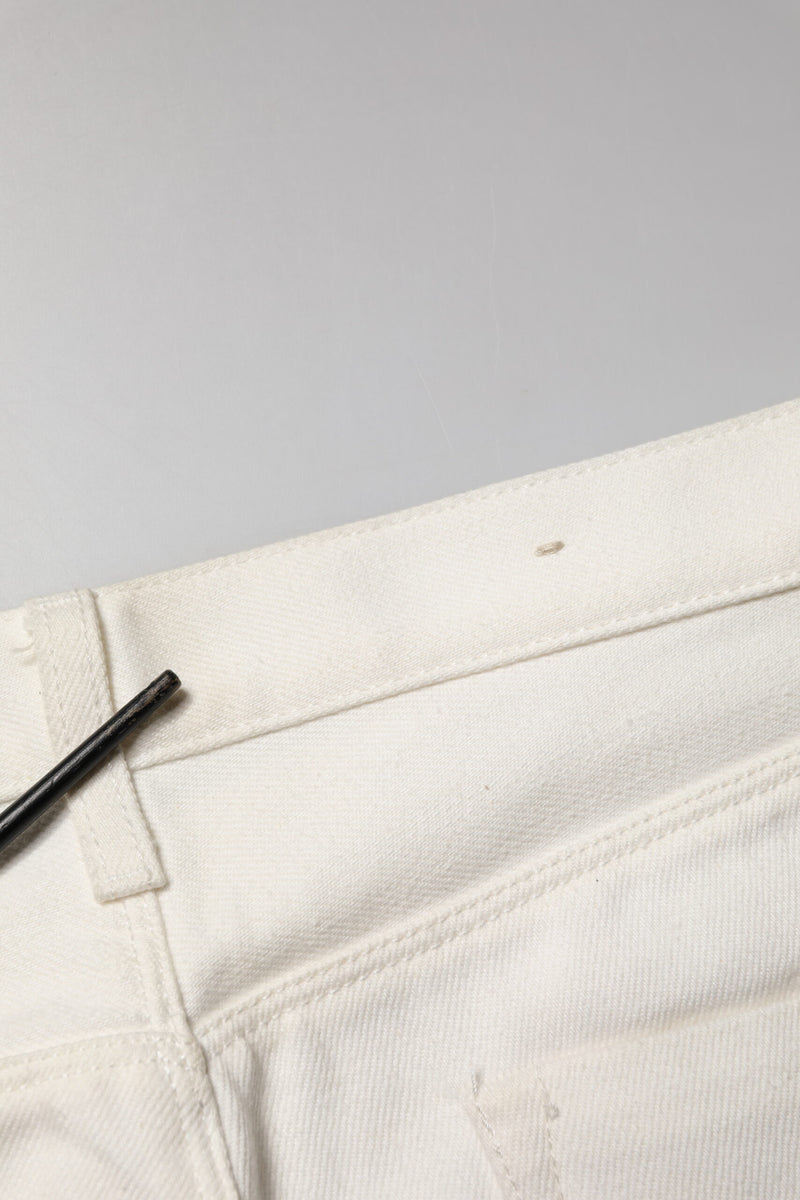 Fortela White Cotton Straight Denim Mid Waist Trouser Jeans