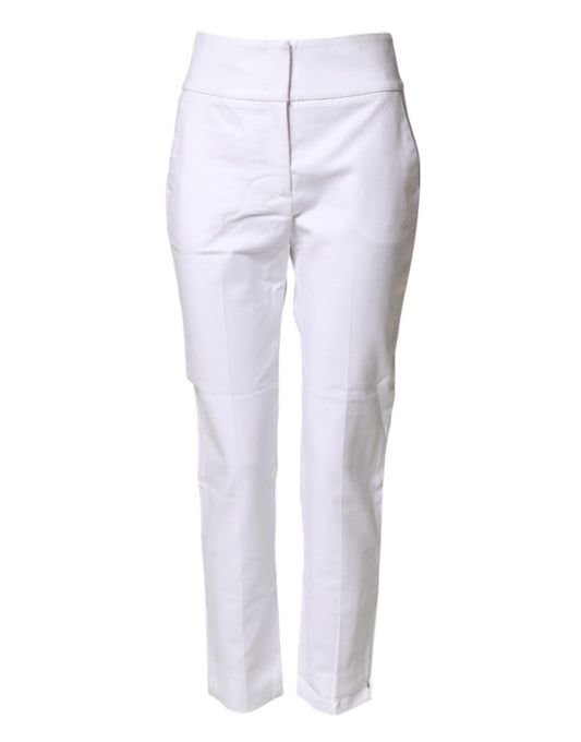 Peserico White High Waist Tapered Fit Chino Trouser Pants